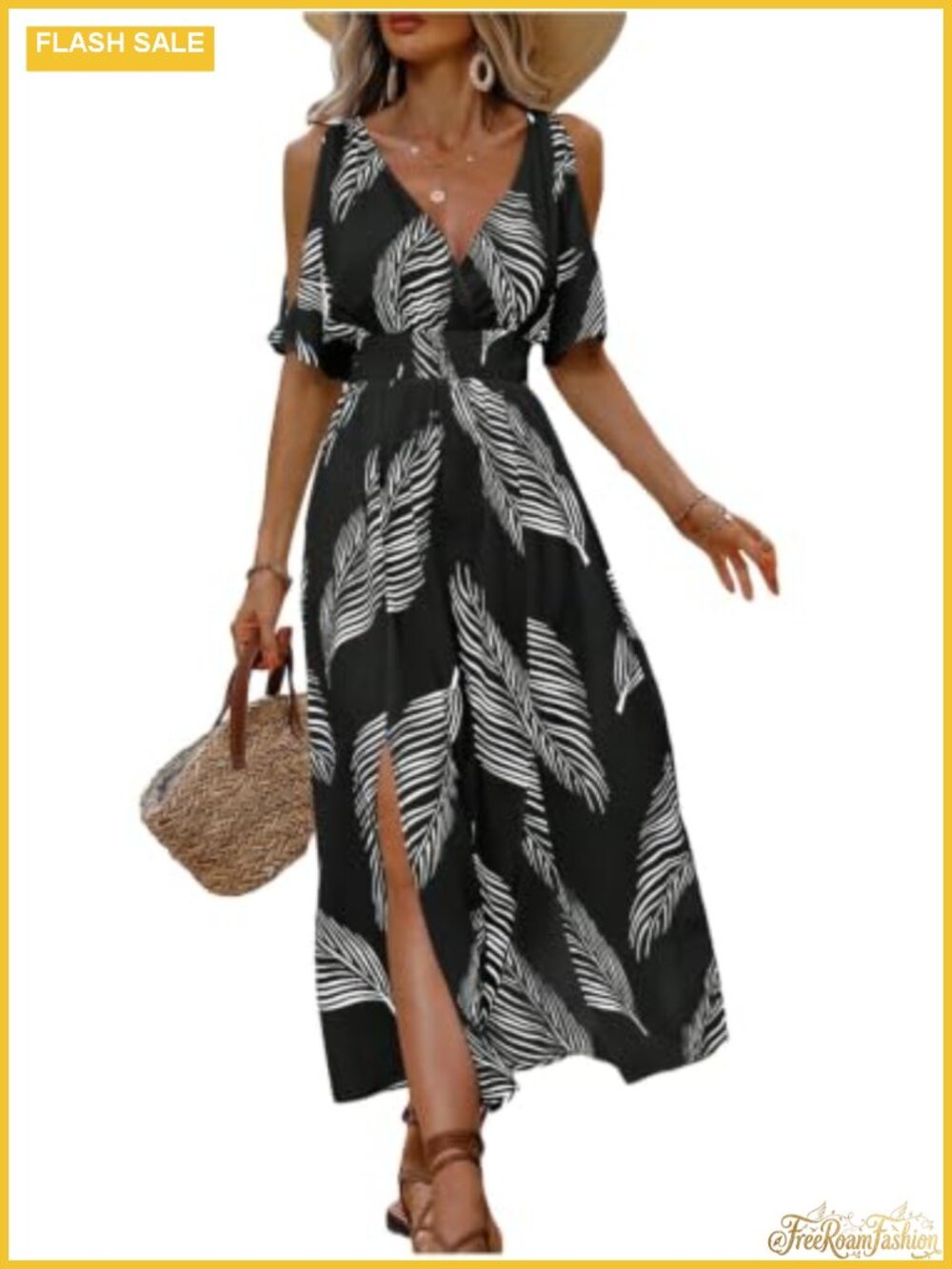 Tropical Maxi Dress Hawaiian Vacation Beach Sundress Floral Slit